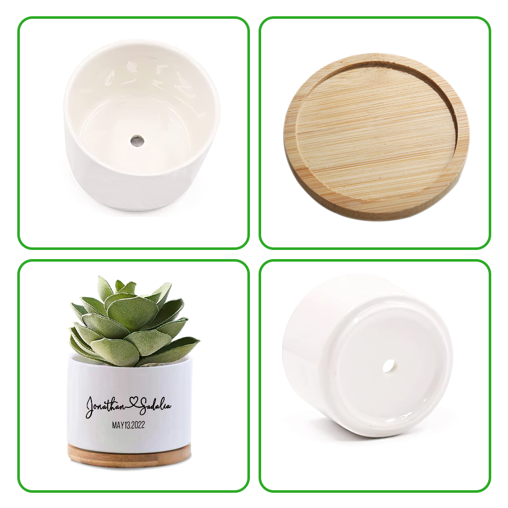 Celebre o amor com um vaso de cerâmica personalizado para aniversário de casamento. Grave nomes, datas ou mensagens especiais e ofereça um presente único e memorável.