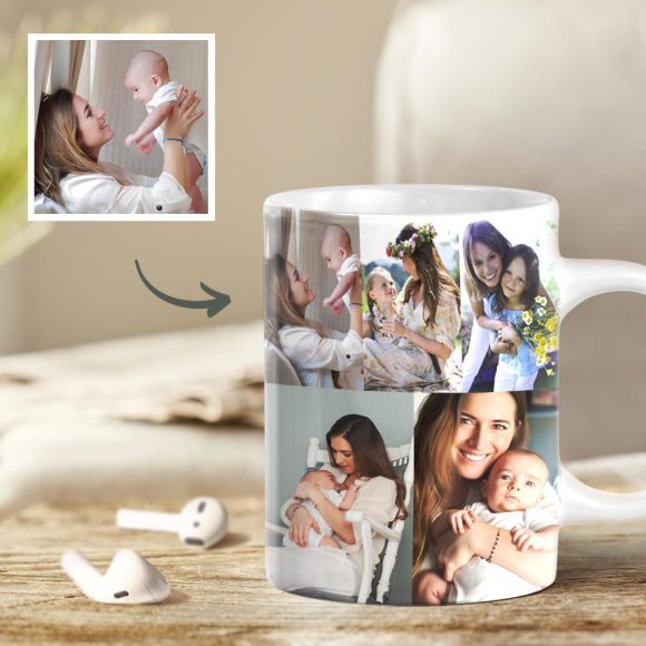 Crie uma Caneca Personalizada com até 10 fotos! Perfeita para oferecer no Dia da Mãe, aniversários e outras ocasiões especiais. Personalize já na Prendas Originais!