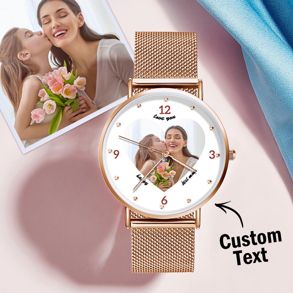 Surpreenda com um Relógio Personalizado com Foto Rosa Dourado 36mm. Um presente elegante e sentimental para o Dia da Mãe, aniversários e outras ocasiões especiais. Personalize já em Prendas Originais!