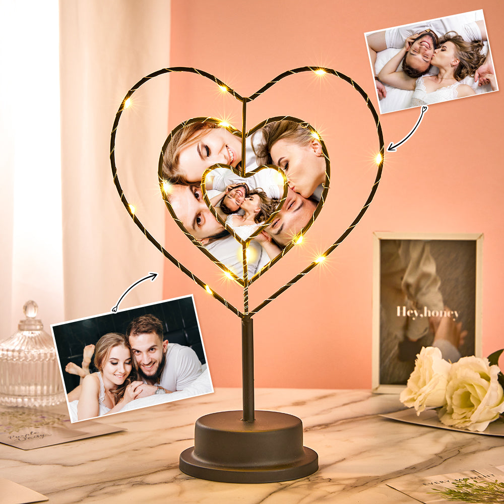 Descubra a Lâmpada LED Personalizada em forma de coração com foto. Uma prenda original e romântica para o Dia dos Namorados, aniversários e muito mais.