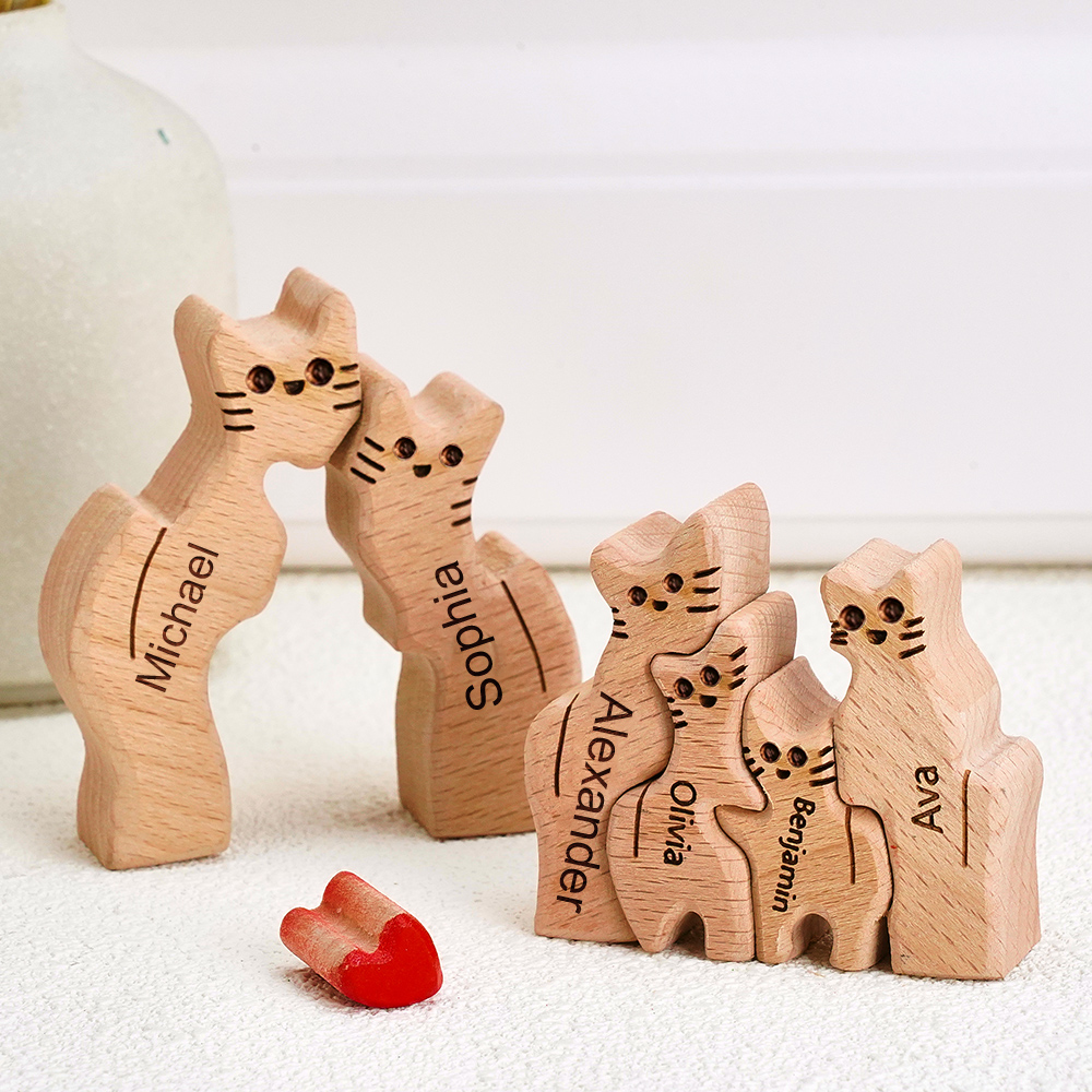 Descubra a peça de puzzle em madeira com gatos – um presente divertido e único para amantes de gatos. Ideal para quem procura prendas originais e personalizadas.