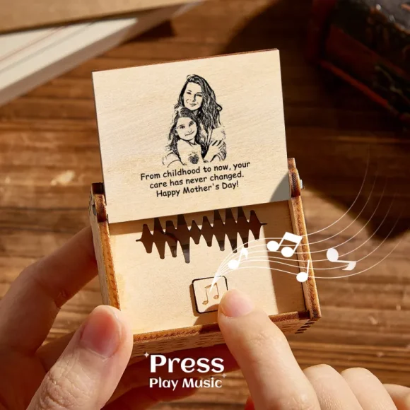 Ofereça um presente único: caixa de música com foto, voz ou música personalizada. Ideal para o Dia da Mãe, aniversários ou momentos especiais.