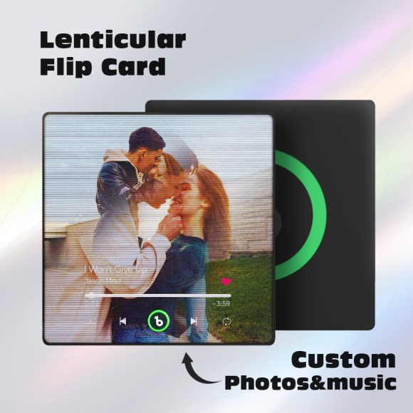 Descubra o Íman Personalizado com Música e 2 Fotos. Uma prenda original e interativa para decorar o frigorífico e celebrar momentos especiais.