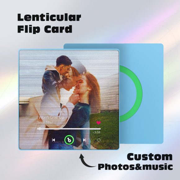 Descubra o Íman Personalizado com Música e 2 Fotos. Uma prenda original e interativa para decorar o frigorífico e celebrar momentos especiais.