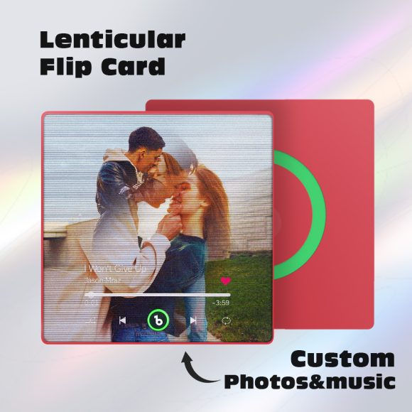 Descubra o Íman Personalizado com Música e 2 Fotos. Uma prenda original e interativa para decorar o frigorífico e celebrar momentos especiais.