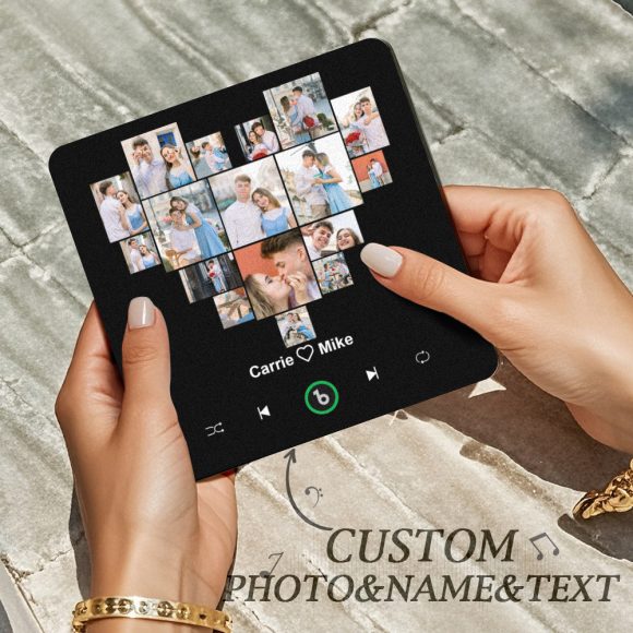 Surpreenda com um Íman de Frigorífico Personalizado com Foto, Nome e Música. Um presente criativo e romântico para o Dia dos Namorados ou ocasiões especiais.
