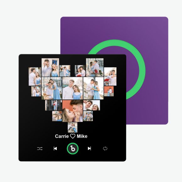 Surpreenda com um Íman de Frigorífico Personalizado com Foto, Nome e Música. Um presente criativo e romântico para o Dia dos Namorados ou ocasiões especiais.