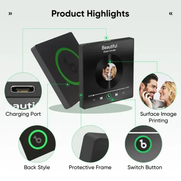 Descubra o Íman Personalizado com Música e 2 Fotos. Uma prenda original e interativa para decorar o frigorífico e celebrar momentos especiais.