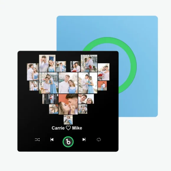 Surpreenda com um Íman de Frigorífico Personalizado com Foto, Nome e Música. Um presente criativo e romântico para o Dia dos Namorados ou ocasiões especiais.
