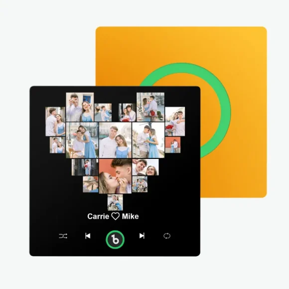 Surpreenda com um Íman de Frigorífico Personalizado com Foto, Nome e Música. Um presente criativo e romântico para o Dia dos Namorados ou ocasiões especiais.