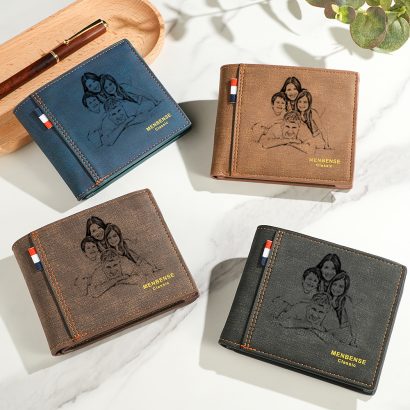 Carteira personalizada em pele PU com foto e texto. Uma prenda original e inesquecível para homem — ideal para aniversários, Natal ou Dia do Pai.
