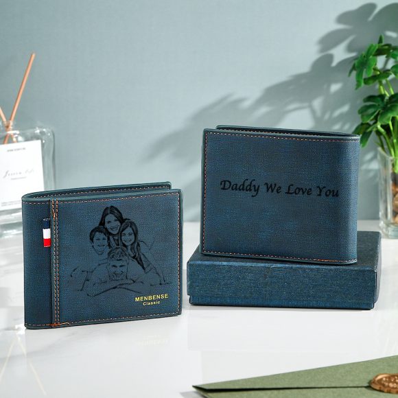 Carteira personalizada em pele PU com foto e texto. Uma prenda original e inesquecível para homem — ideal para aniversários, Natal ou Dia do Pai.