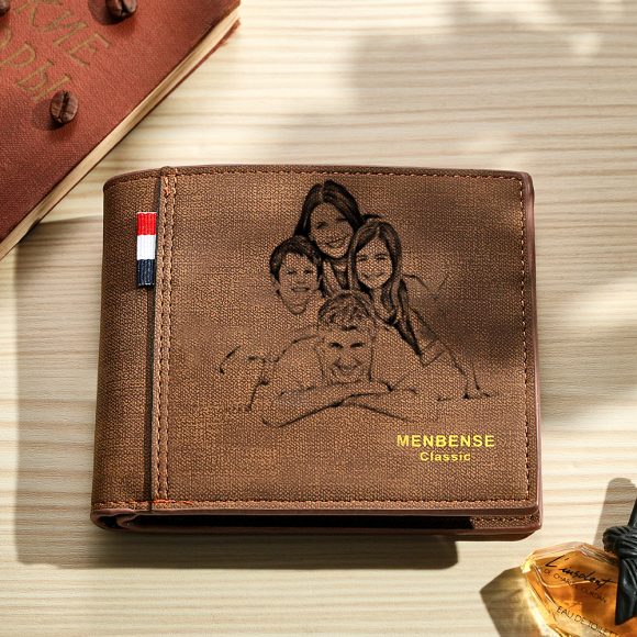 Carteira personalizada em pele PU com foto e texto. Uma prenda original e inesquecível para homem — ideal para aniversários, Natal ou Dia do Pai.