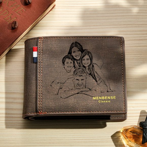 Carteira personalizada em pele PU com foto e texto. Uma prenda original e inesquecível para homem — ideal para aniversários, Natal ou Dia do Pai.