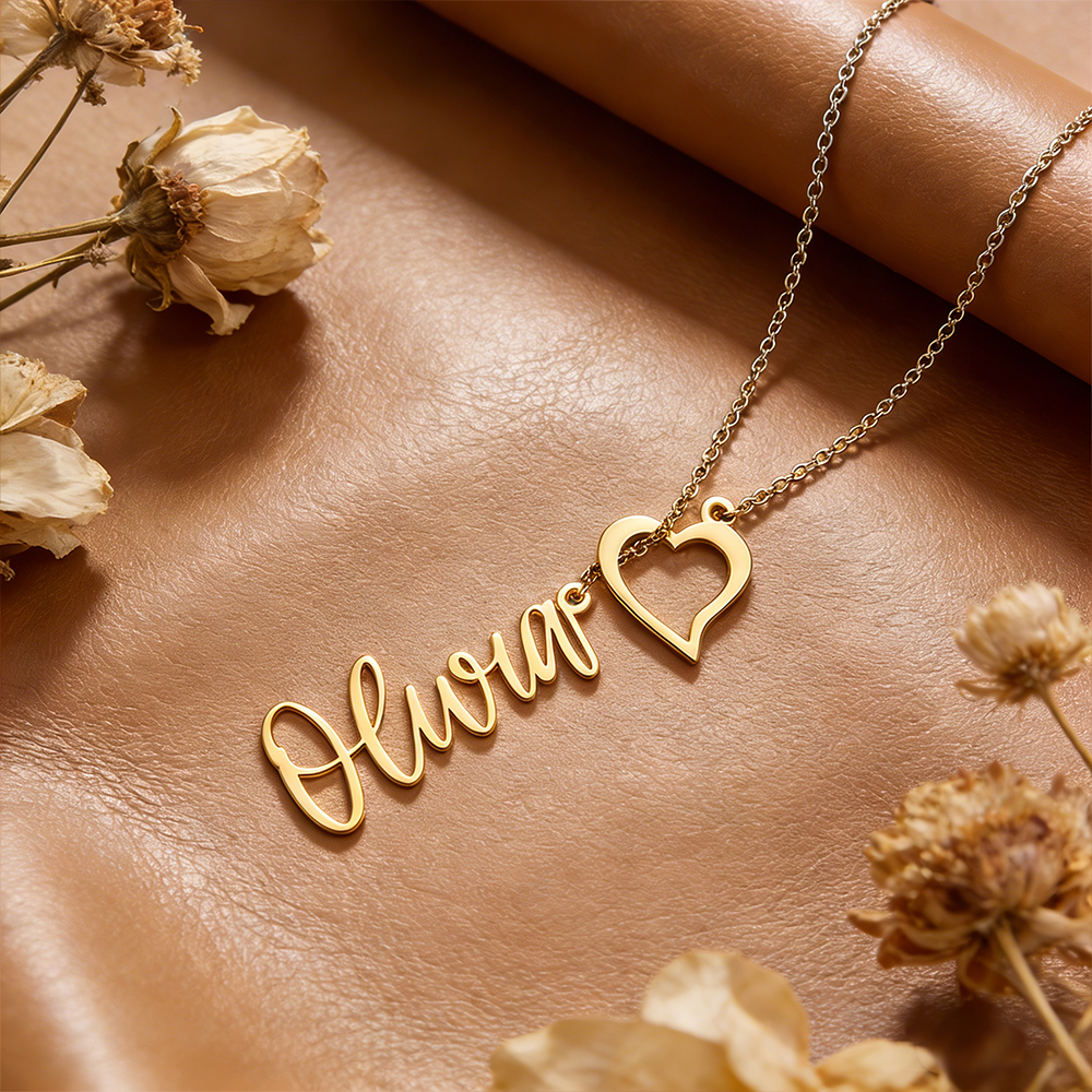 Colar personalizado estilo Y com nome e pendente coração. Uma joia elegante e romântica, perfeita para oferecer em ocasiões especiais. Prendas Originais.