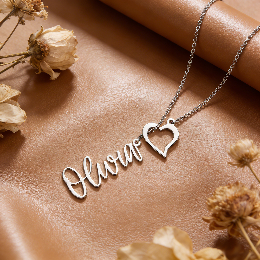 Colar personalizado estilo Y com nome e pendente coração. Uma joia elegante e romântica, perfeita para oferecer em ocasiões especiais. Prendas Originais.