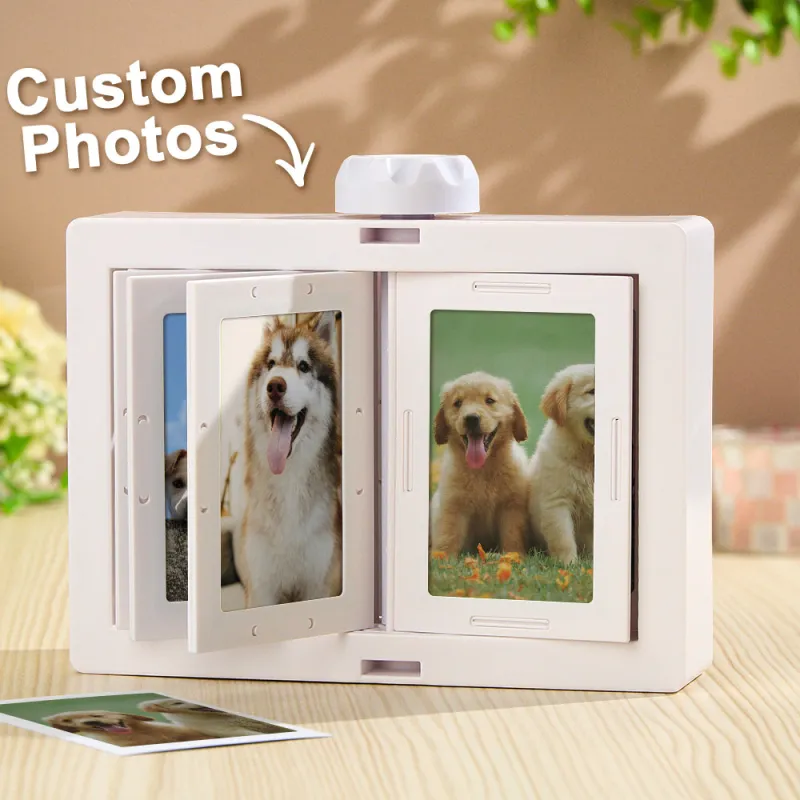 Carrossel de fotos giratório personalizado com até 24 imagens. Uma moldura original e interativa, perfeita como presente personalizado e decoração de interiores.