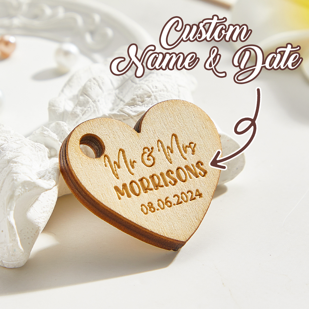 Etiquetas Coração Madeira Personalizadas