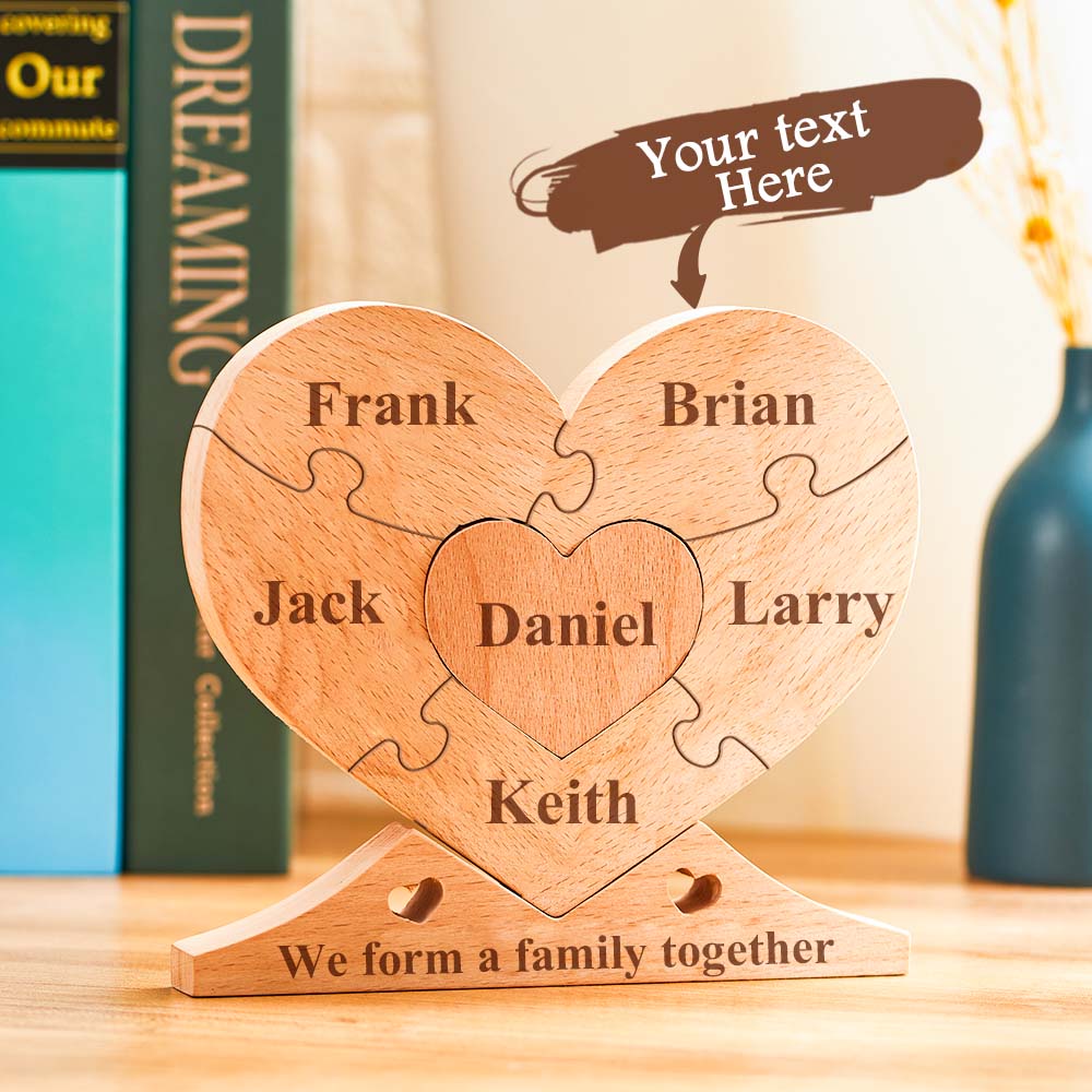 Crie uma decoração de família única com este puzzle coração de madeira personalizado com nomes. Um presente original e emotivo para o Dia da Mãe, Natal, aniversários e outras ocasiões especiais. Ideal para decorar o lar com amor.