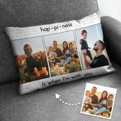 Personalize esta Fronha de Almofada com várias fotos, nomes ou mensagens especiais. Uma recordação única para decorar a casa ou oferecer como presente personalizado.
