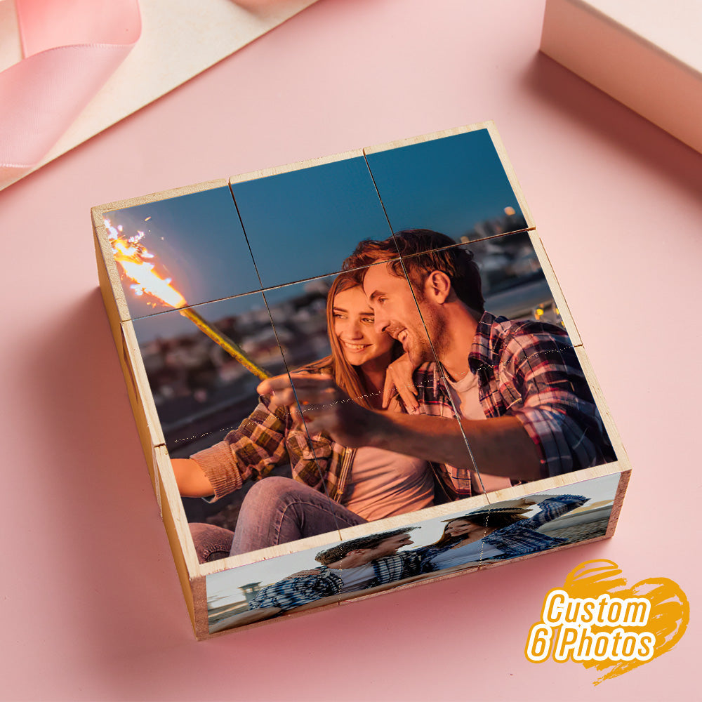 Crie uma recordação única com este Cubo de Fotos Personalizado em Madeira. Um presente original com fotos para casais, família e amigos, perfeito para decorar e guardar memórias especiais.