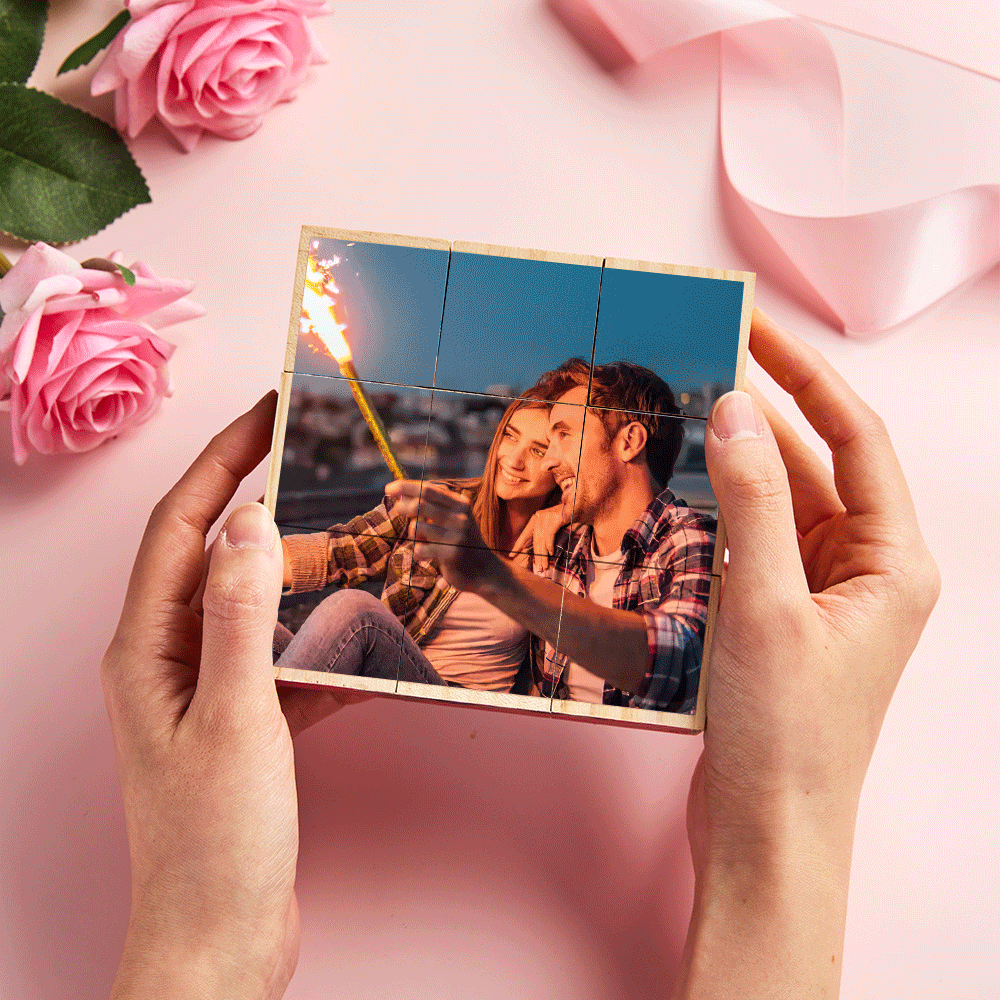 Crie uma recordação única com este Cubo de Fotos Personalizado em Madeira. Um presente original com fotos para casais, família e amigos, perfeito para decorar e guardar memórias especiais.