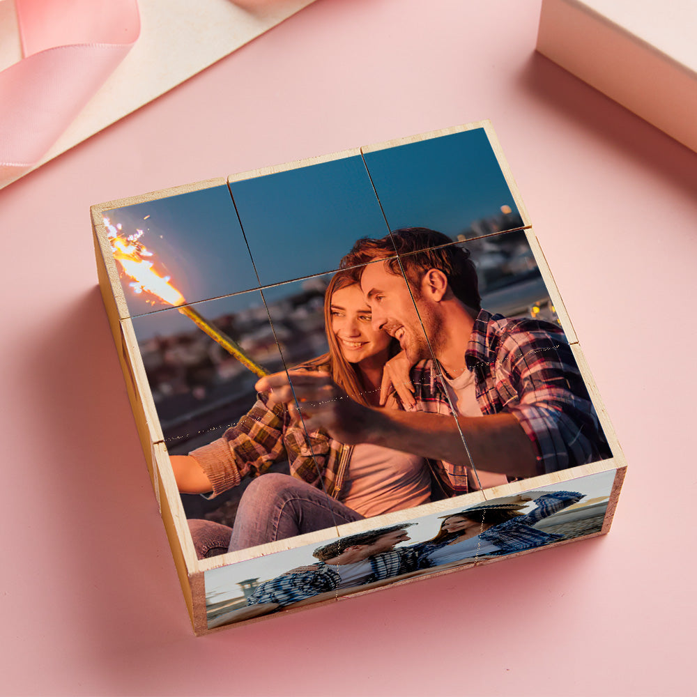 Crie uma recordação única com este Cubo de Fotos Personalizado em Madeira. Um presente original com fotos para casais, família e amigos, perfeito para decorar e guardar memórias especiais.