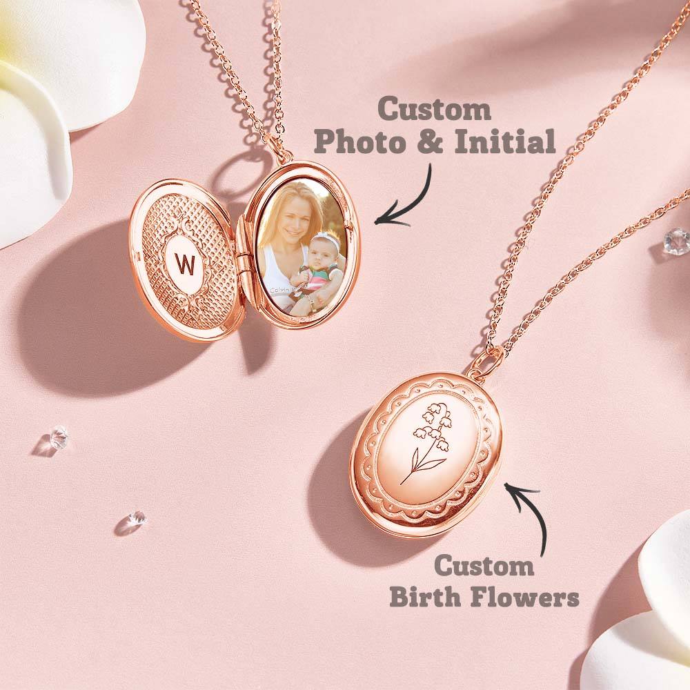 Personalize este medalhão com foto, inicial e flor de nascimento. Uma joia única e emotiva, ideal para oferecer em ocasiões especiais. Prendas Originais.