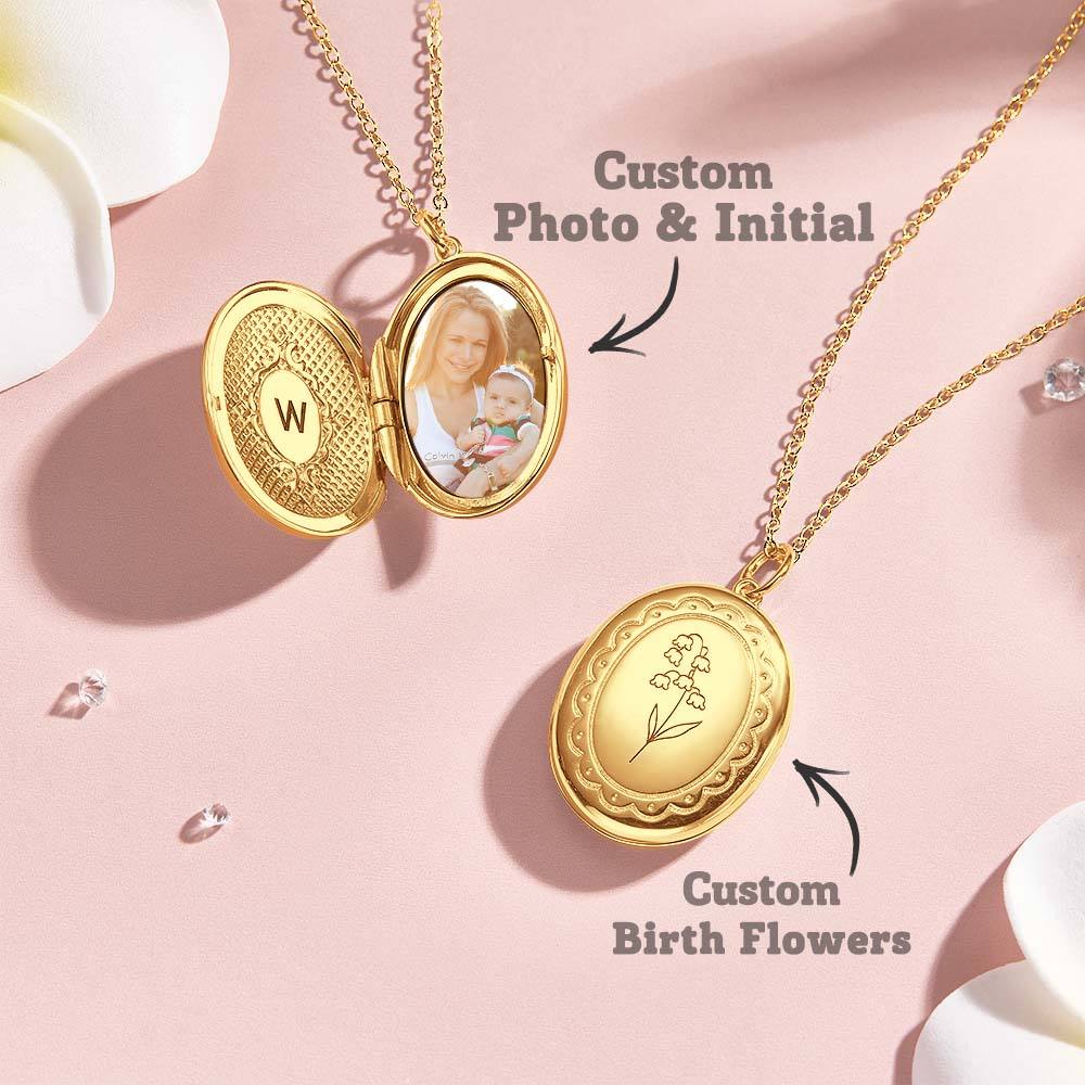Personalize este medalhão com foto, inicial e flor de nascimento. Uma joia única e emotiva, ideal para oferecer em ocasiões especiais. Prendas Originais.