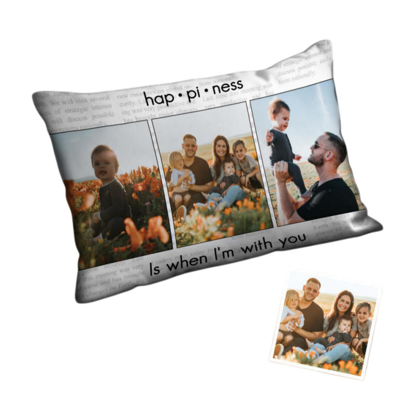 Personalize esta Fronha de Almofada com várias fotos, nomes ou mensagens especiais. Uma recordação única para decorar a casa ou oferecer como presente personalizado.