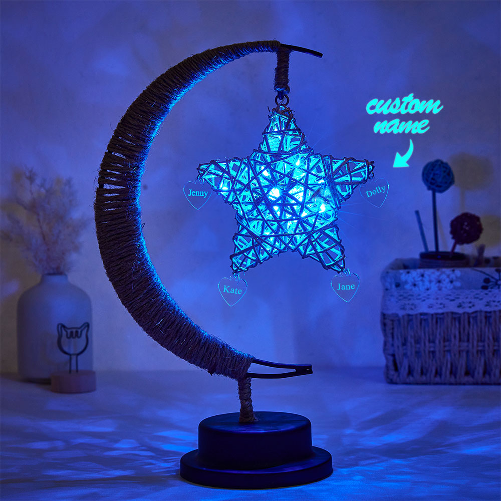 Lâmpada LED Lua e Estrela com Nome Personalizado