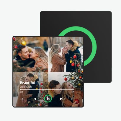 Crie um íman para frigorífico personalizado com fotos e música. Uma prenda original e romântica para aniversários, Dia dos Namorados, Natal e momentos especiais.