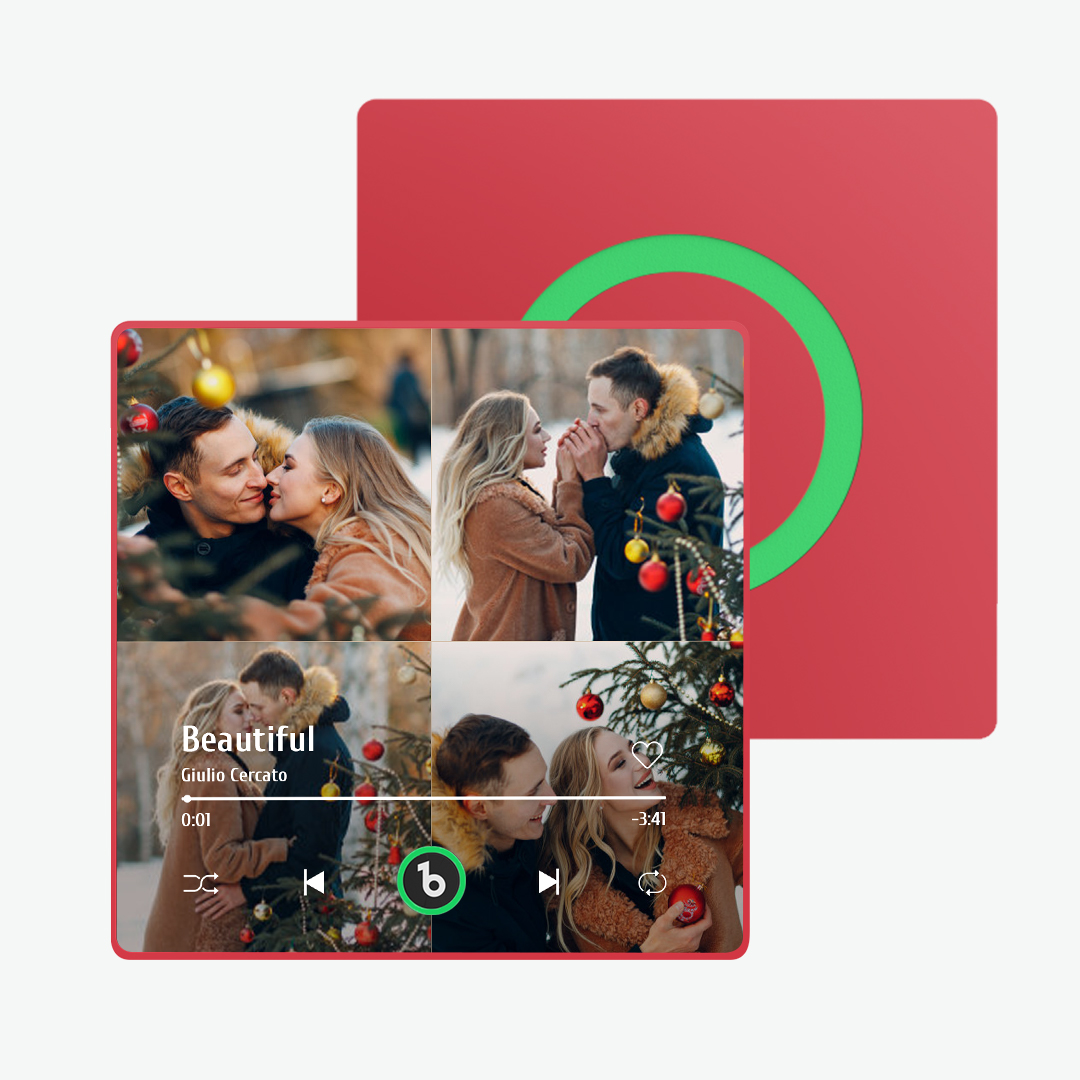 Crie um íman para frigorífico personalizado com fotos e música. Uma prenda original e romântica para aniversários, Dia dos Namorados, Natal e momentos especiais.