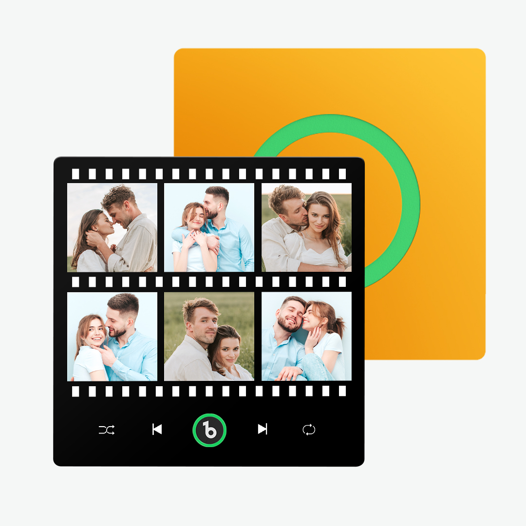 Crie um Íman para Frigorífico Personalizado com Fotos e Música. Um presente original e personalizado para casais, aniversários e momentos especiais.