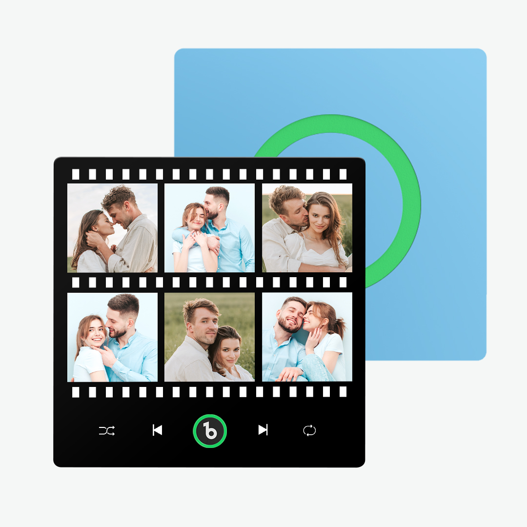 Crie um Íman para Frigorífico Personalizado com Fotos e Música. Um presente original e personalizado para casais, aniversários e momentos especiais.
