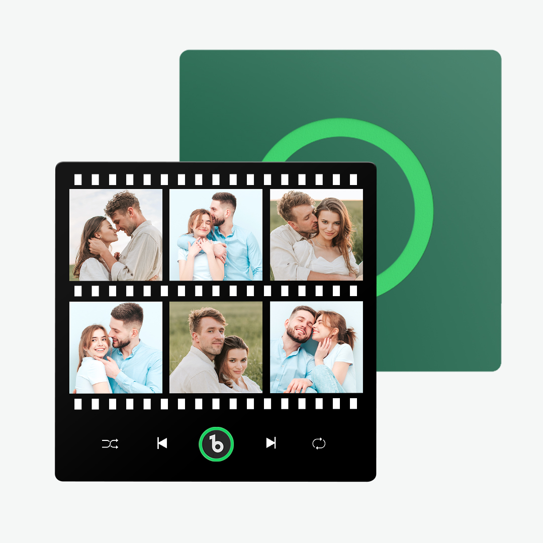 Crie um Íman para Frigorífico Personalizado com Fotos e Música. Um presente original e personalizado para casais, aniversários e momentos especiais.