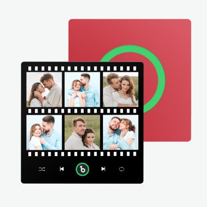 Crie um Íman para Frigorífico Personalizado com Fotos e Música. Um presente original e personalizado para casais, aniversários e momentos especiais.
