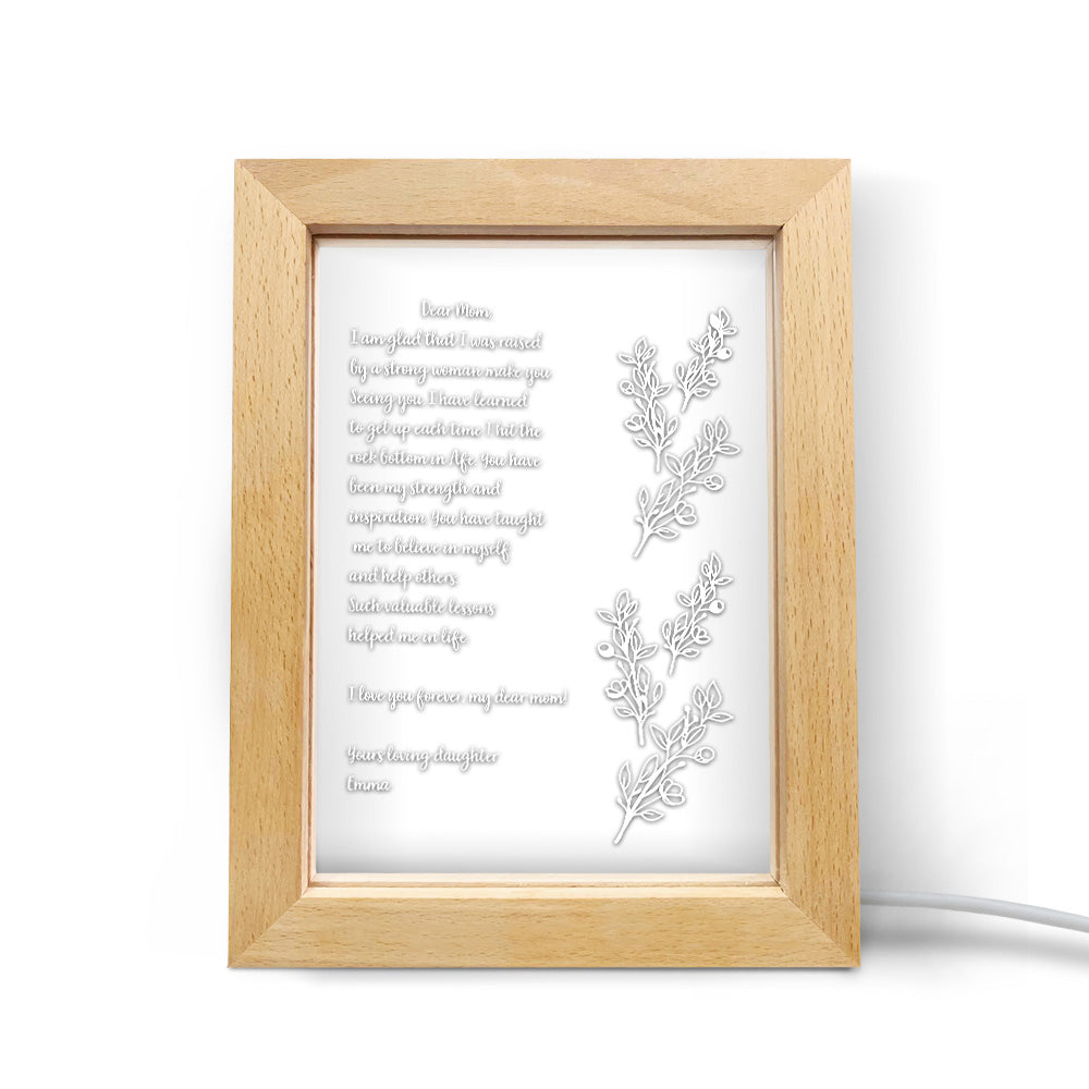 Crie uma Moldura LED Personalizada com uma carta ou mensagem especial. Um presente original e emocionante para o Dia da Mãe, aniversários, Natal e outras ocasiões especiais.