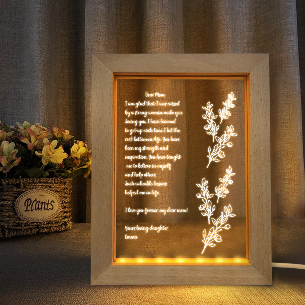 Crie uma Moldura LED Personalizada com uma carta ou mensagem especial. Um presente original e emocionante para o Dia da Mãe, aniversários, Natal e outras ocasiões especiais.
