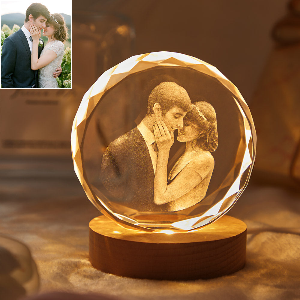 Lâmpada LED Cristal Personalizada com Foto