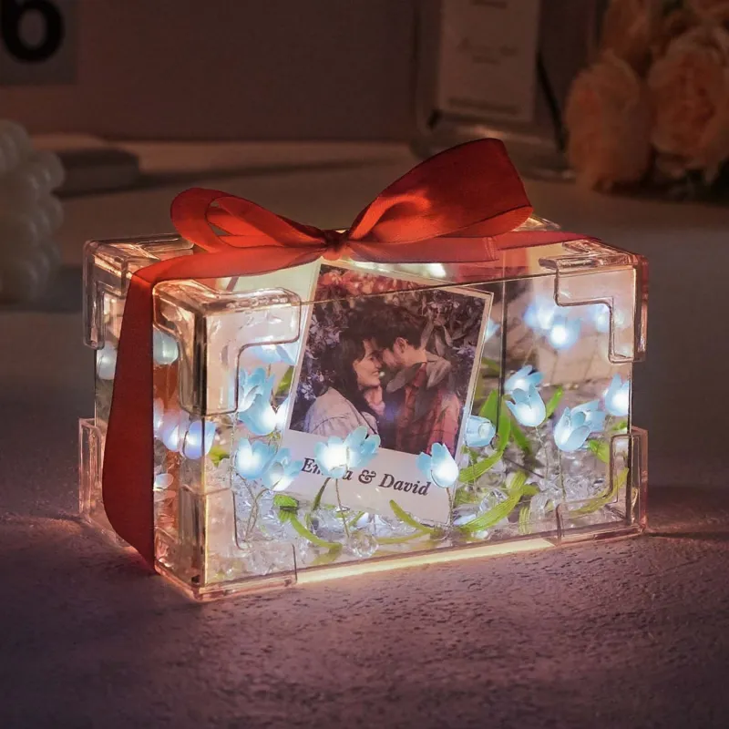 Lâmpada LED Personalizada Caixa de Flores com Foto