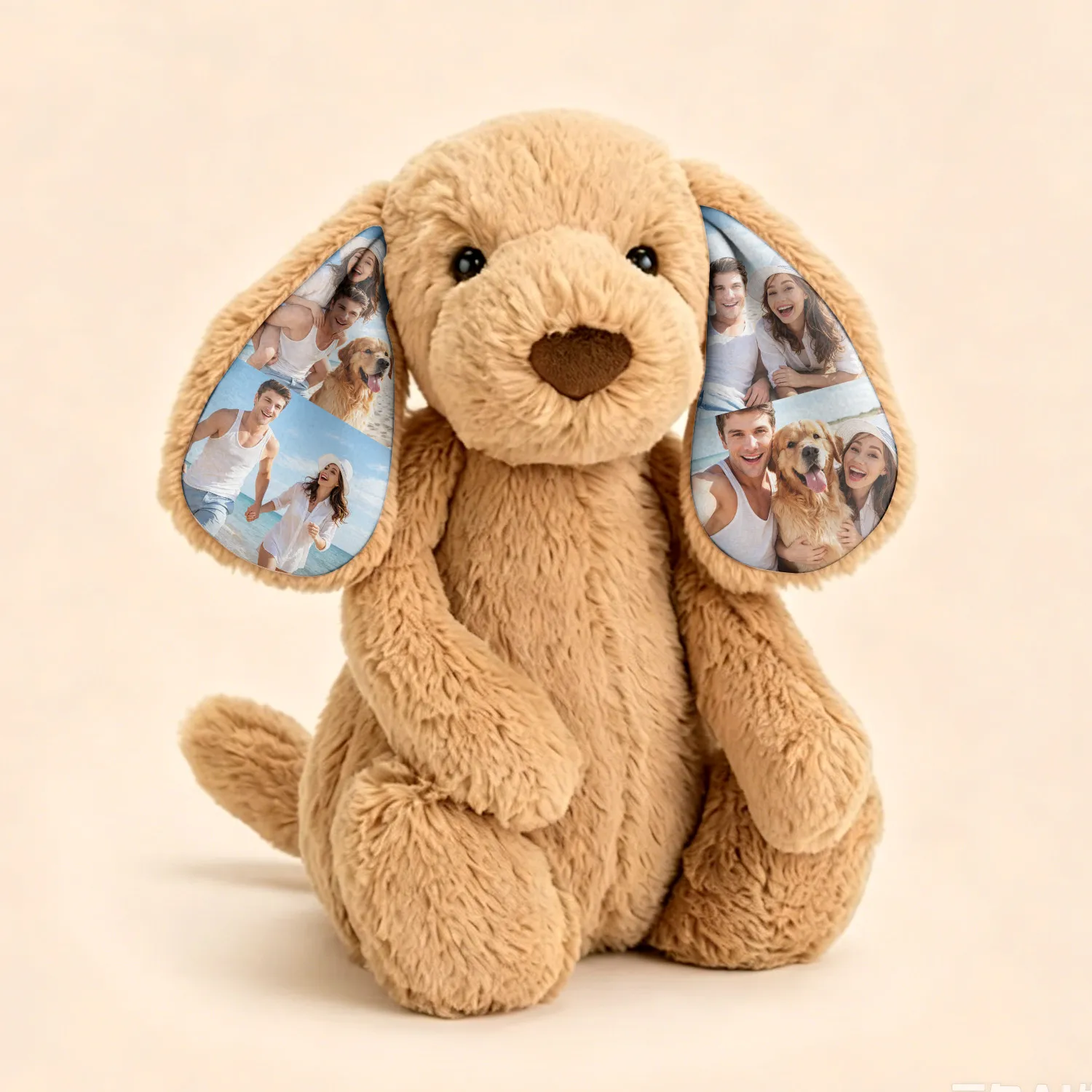 Crie um Peluche Cão Personalizado com as suas fotografias. Uma prenda original e cheia de memórias para bebés, crianças, casais e familiares. Ideal para nascimento, batizado e aniversários.