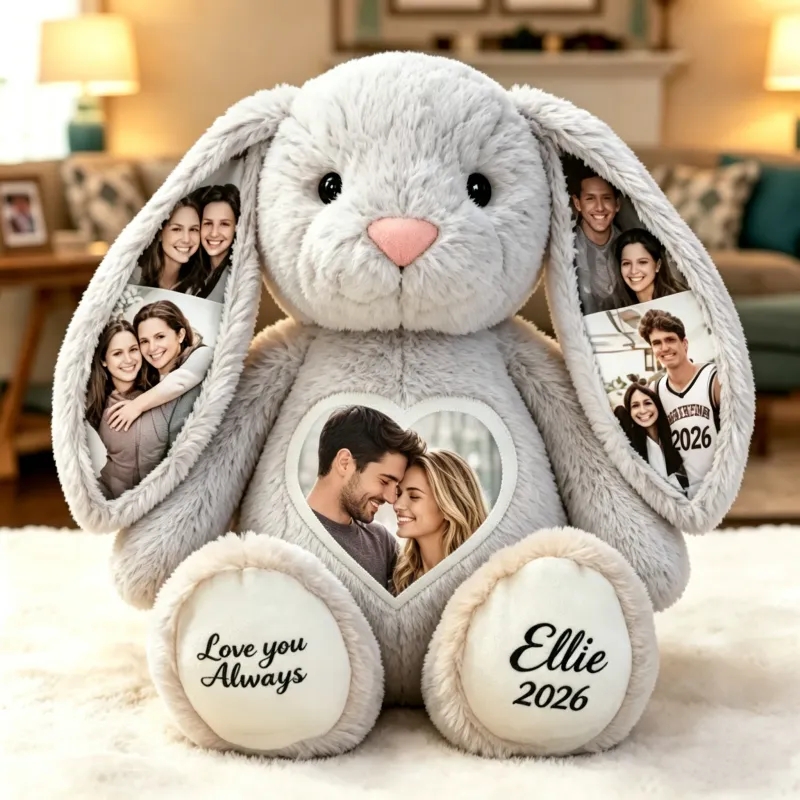 Peluche Coelho Personalizado com Fotos e Texto