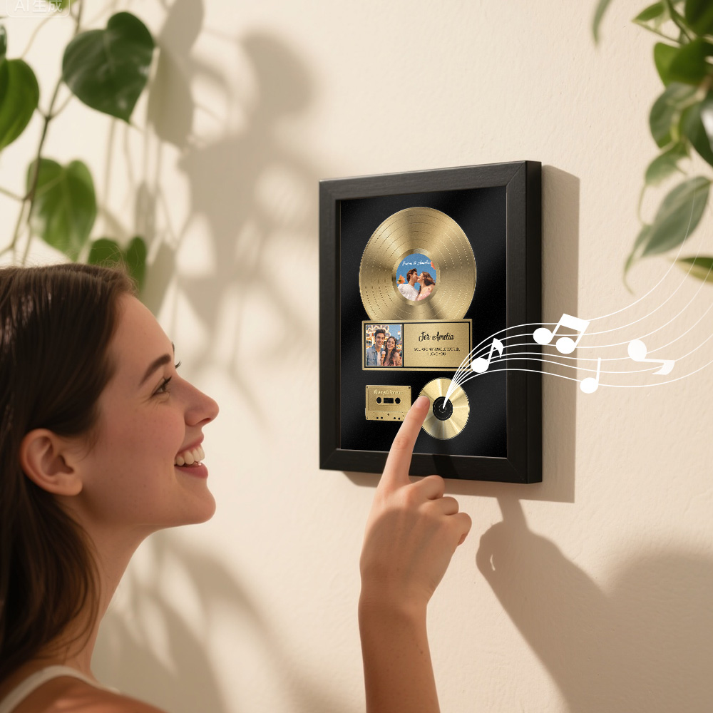 Crie um quadro musical personalizado com foto, música e mensagem. Uma prenda original e decoração de parede única para aniversários, casamentos e momentos especiais.