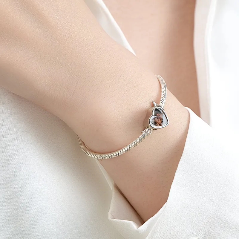 Pulseira Personalizada com Foto, Texto e Asas